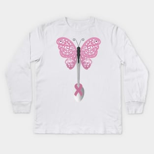 Butterfly Spoon Awareness Ribbon! (Pink) Kids Long Sleeve T-Shirt